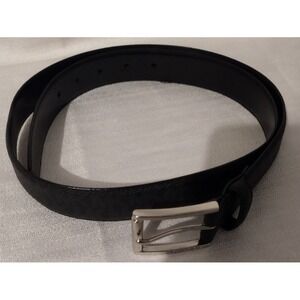 Michael Kors Men's Black Belt – Size 36 – Printed MK Logo with Silver Buckle
